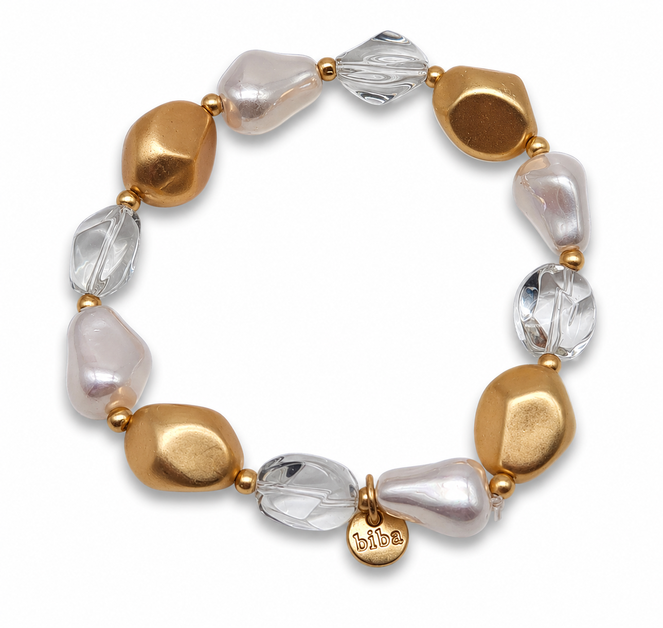 Armband elastisch Matt Goldfarben Transparent Perlmutt verschiedene Farben Biba