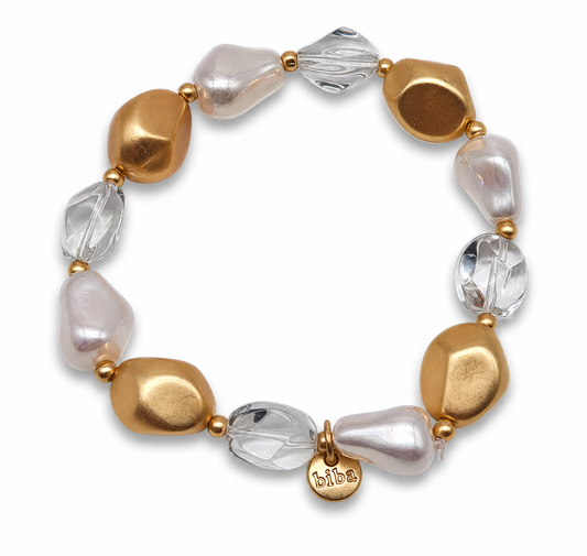 Armband elastisch Matt Goldfarben Transparent Perlmutt verschiedene Farben Biba