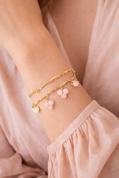Armband Filigranes Doppelarmband Beige-Rosa Blauen Crystal Perlen Nickelfrei Yehwang