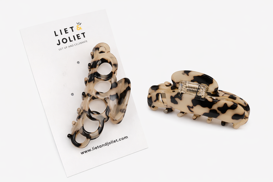 Haarklammer Beige und Schwarz Acryl Haarschmuck Liet & Joliet