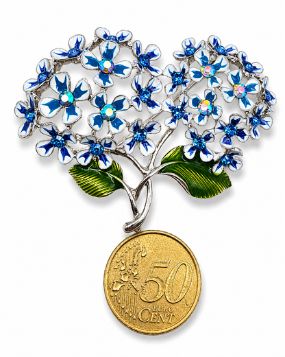 Brosche Hortensie Blau Rosa Lila Blumen Strauch Garten Herbst