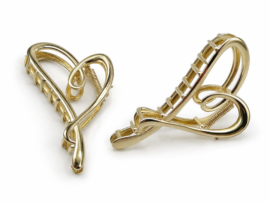 Haarklammer Schlichte Eleganz Goldfarben Design Herz Yehwang