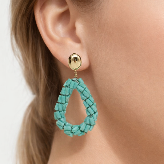 Ohrringe türkis Blau mit relief statement Nickelfrei  Sweet7