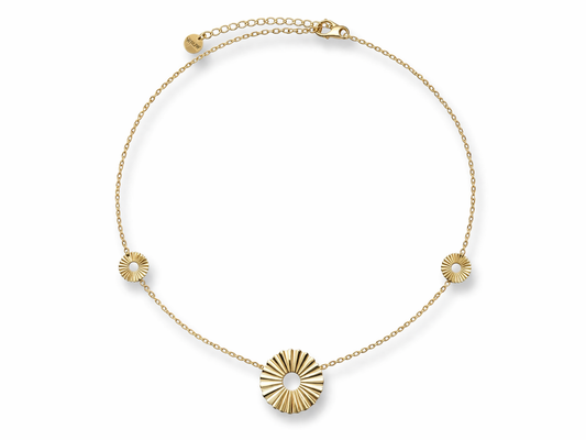 Halskette Goldfarben Abstract Nickelfrei Filigran geriffelte Kreise WAUW