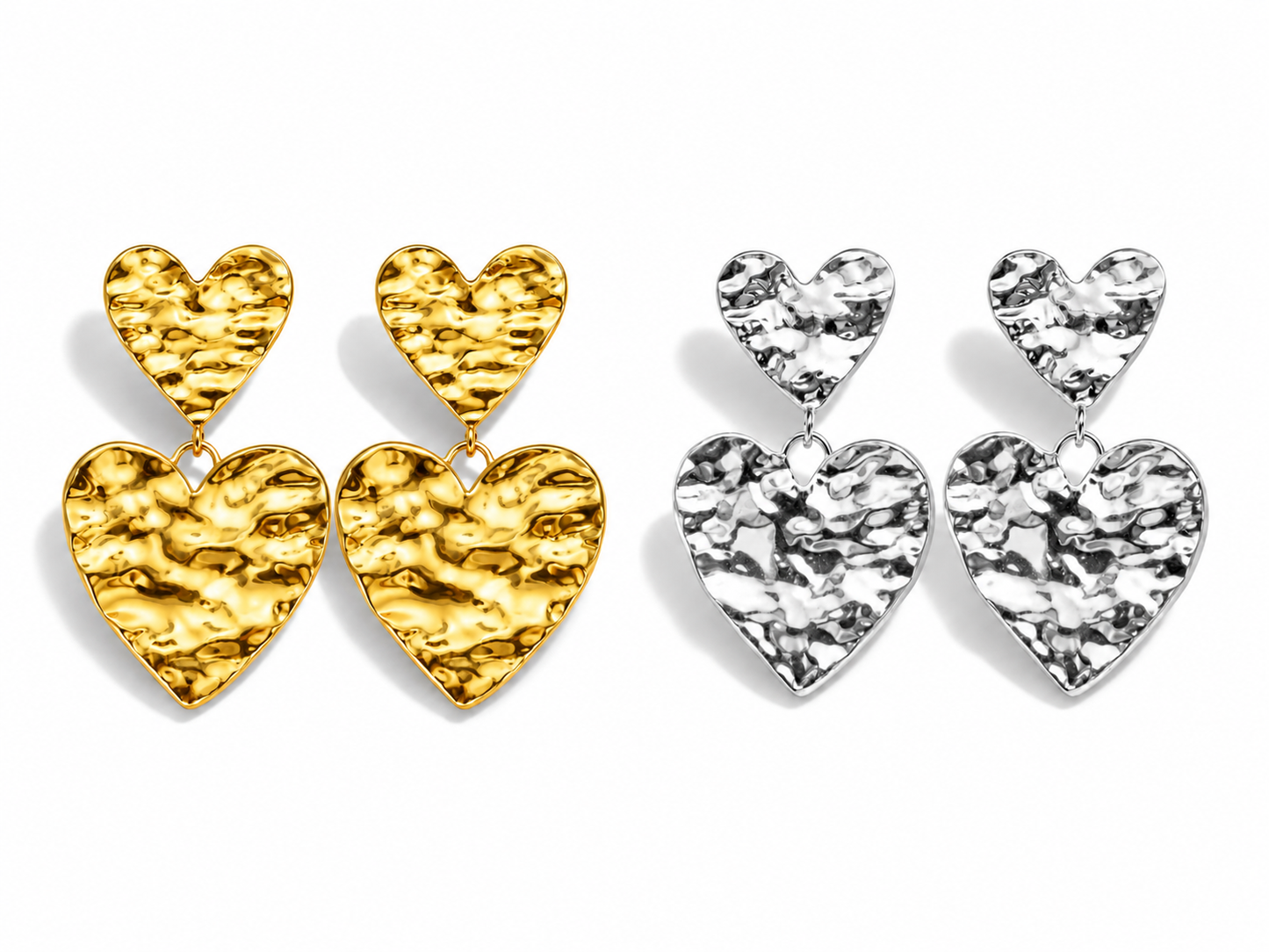 Ohrringe Ohrhänger Silber-Goldfarben nickelfrei liebe Romantik Herz Yehwang