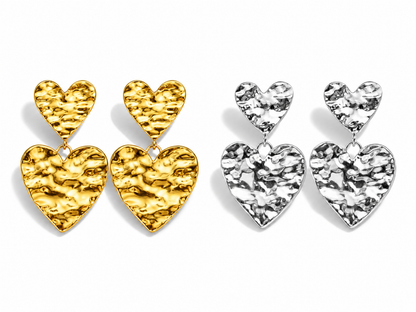 Ohrringe Ohrhänger Silber-Goldfarben nickelfrei liebe Romantik Herz Yehwang