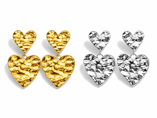 Ohrringe Ohrhänger Silber-Goldfarben nickelfrei liebe Romantik Herz Yehwang