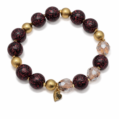 Armband elastisch Lila-Schwarz  goldene Perlchen Nickelfrei Sweet7