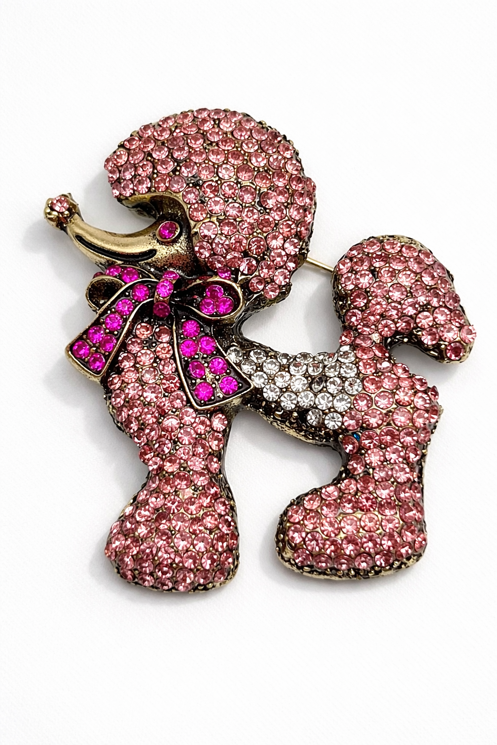 Brosche Pudel Rosa Straß Königspudel Hund Pink Anstecknadel Mode