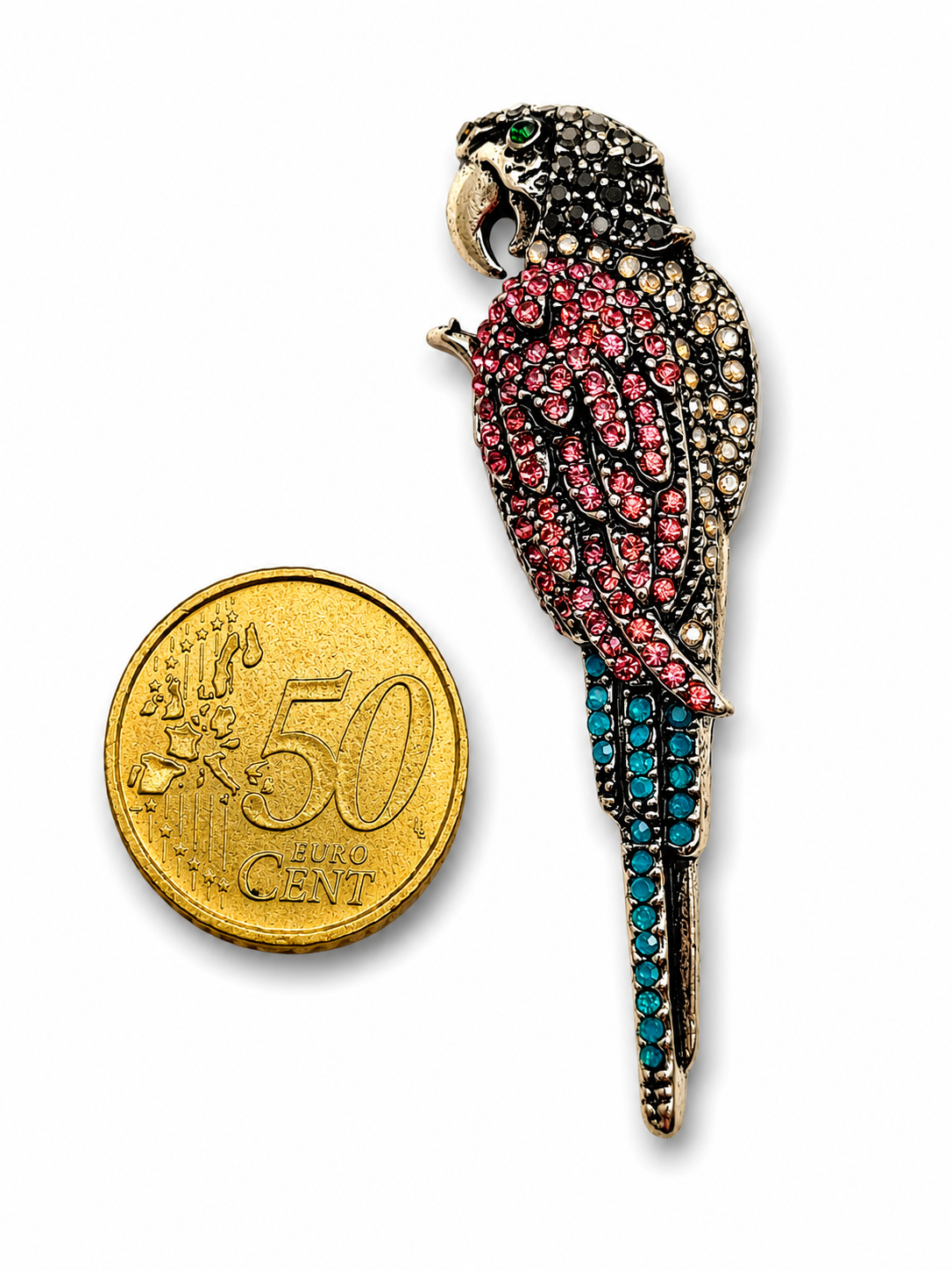 Brosche Kolibri Blau Pink Amazonas Vogel Vögel Trend Pfau Gockel