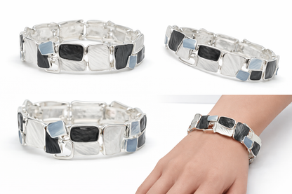 Armband elastisch Lila Kaffee Emaille nickelfrei Geschenk blau Braun schwarz Amorino