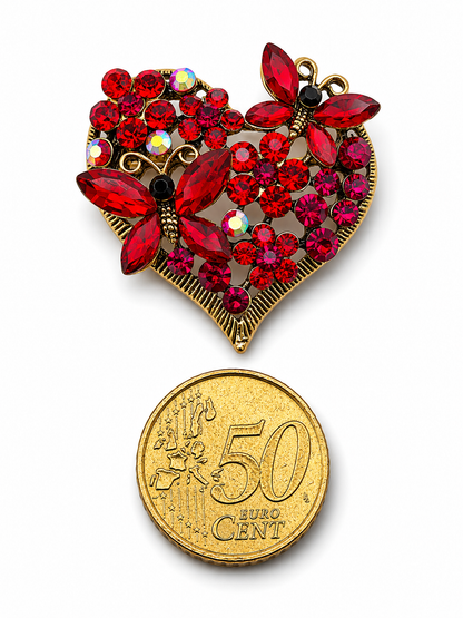 Brosche herzen Rot Rosa Liebe Romantik Passion Amor Amore Leben