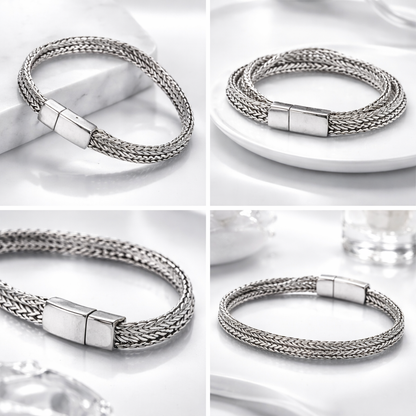 Armband Antik Silberfarben Doppelkette 20,5 cm Unisex Nickelfrei Biba