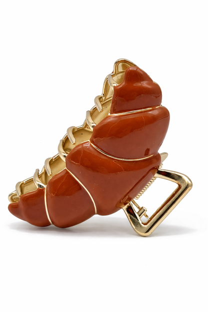 Yehwang Haarklammer haarschmuck Croissant braun creme goldfarben Metall