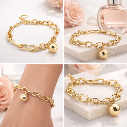 Biba Armband Goldfarben mit Goldkugel