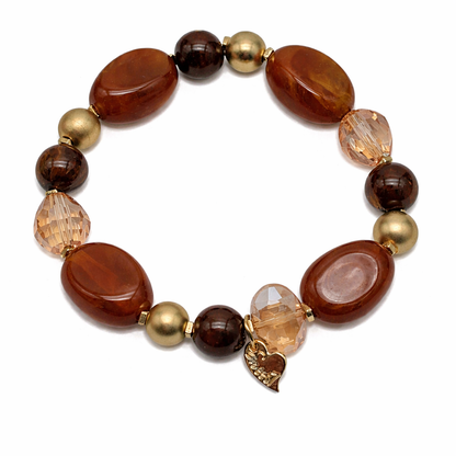 Armband elastisch Karamel Braun und Goldtöne Nickelfrei Sweet7