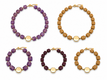 Armband Bricks Toffee Lila Oder Lavendel Goldfarben Elastisch