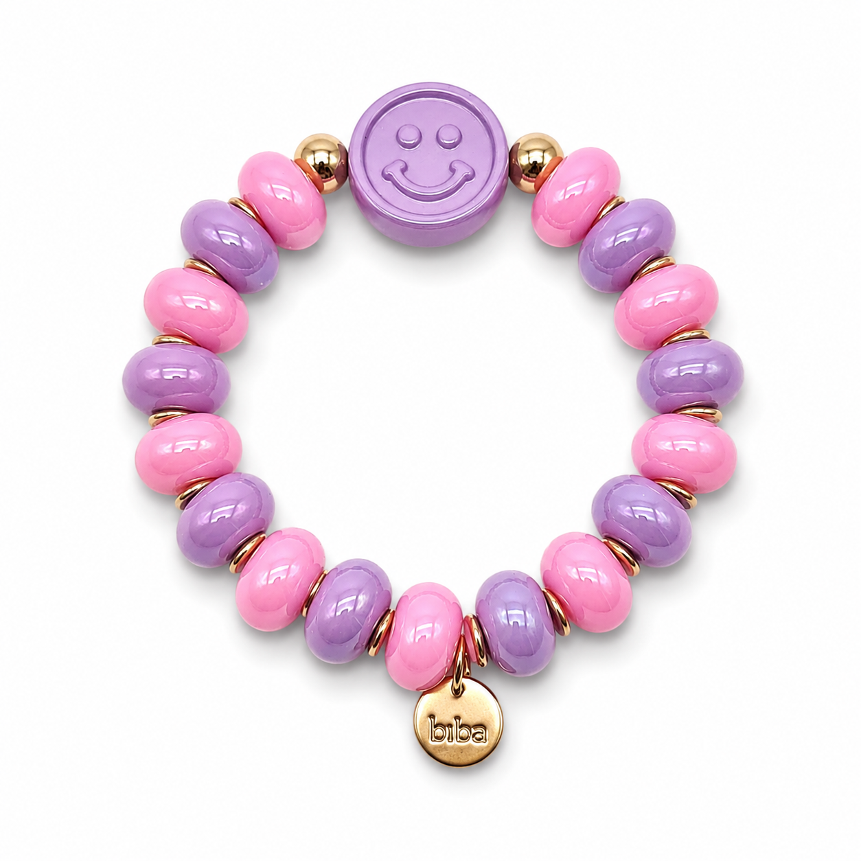 Armband Smiley elastisch bunte Süßigkeiten Candy Biba Rosa Pink Orange Lila