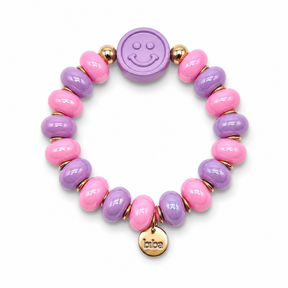 Armband Smiley elastisch bunte Süßigkeiten Candy Biba Rosa Pink Orange Lila