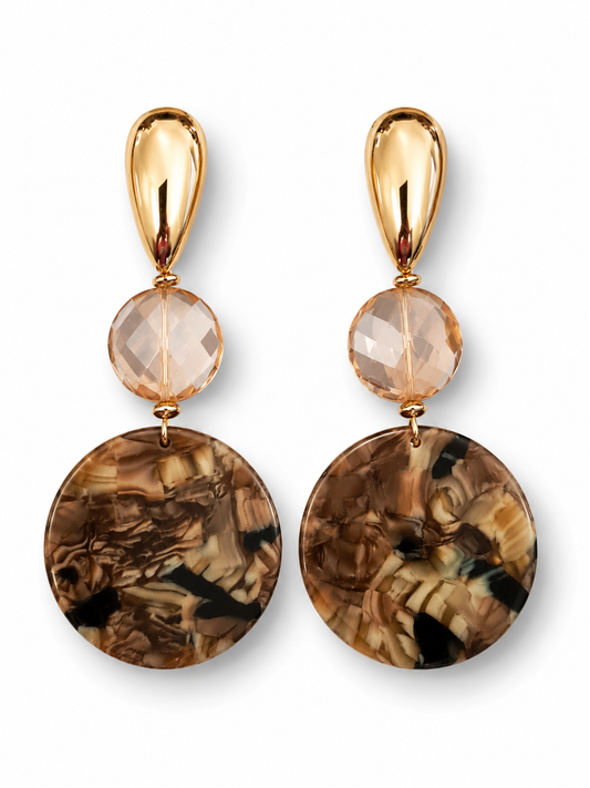 Ohrringe Ohrhänger Gold Honig Braun in Marmor-Look Nickelfrei Sweet7