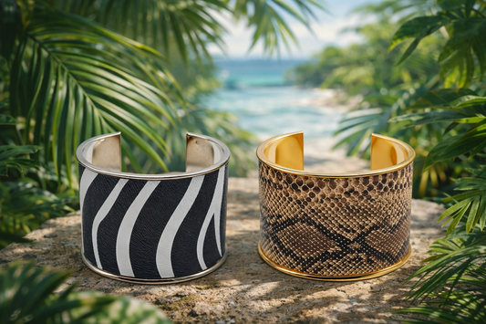 Armreif Zebrastreifen Schlangenhaut-Effekt Jungle Nickelfrei Manschette Cosmos