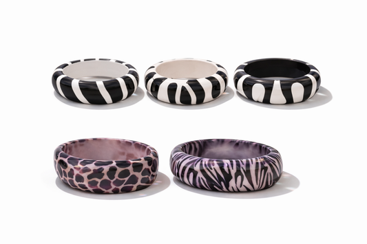 Armreif Acryl Schwarz Weiß Black White Zebra Giraffe Trend Cosmos