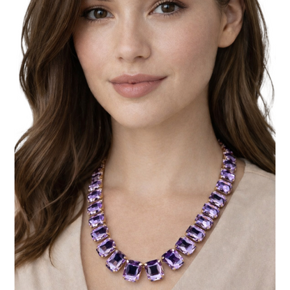 Halskette "Lilac Stoned" Lila Luxus Elegant  Stilvoll Nickelfrei Yewhang