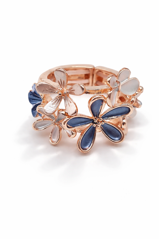 Ring Elastischer Ring Emailliertem Volant Blumenmeer Nickelfrei Amorino