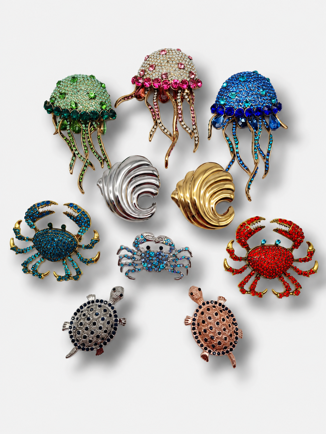 Brosche Qualle Krabbe Welle Schildkröte Meer Ocean Strand Urlaub