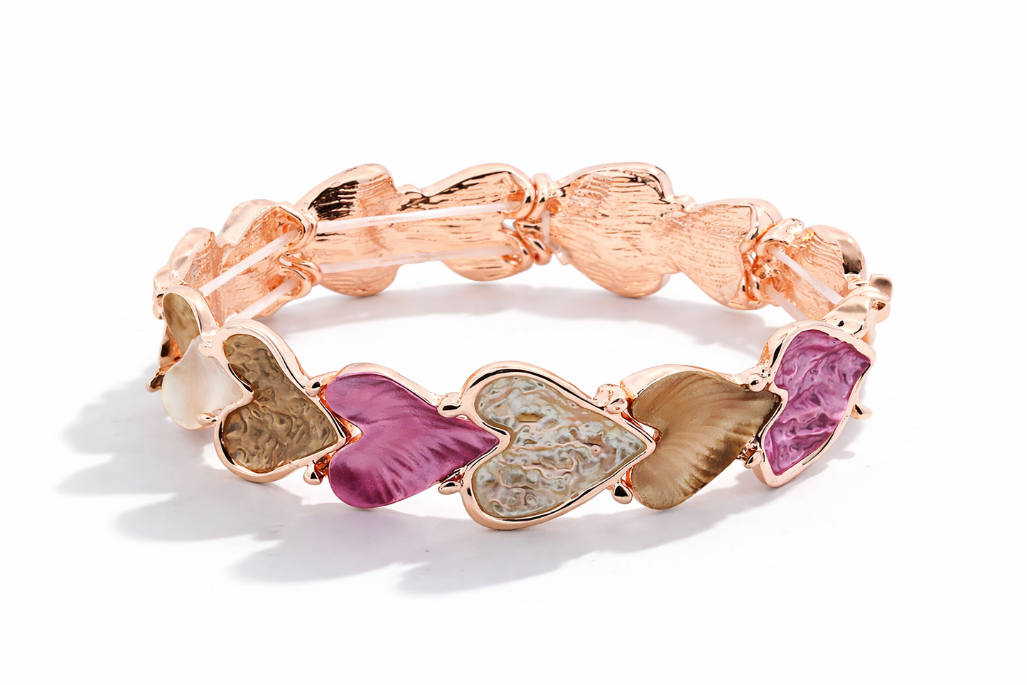 Armband elastisch herzen Liebe Kaffee Altrosa Romantik Nickelfrei Amorino