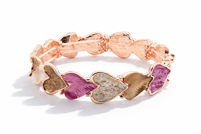 Armband elastisch herzen Liebe Kaffee Altrosa Romantik Nickelfrei Amorino