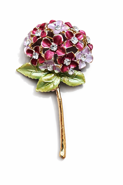 Brosche Hortensie Anstecknadel Lila Blau Rosa Weiß Garten Strauch