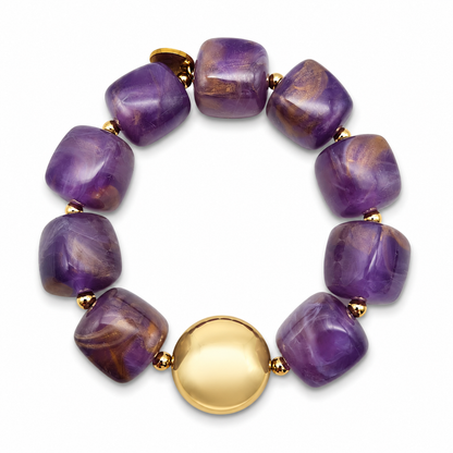 Armband Bricks Toffee Lila Oder Lavendel Goldfarben Elastisch