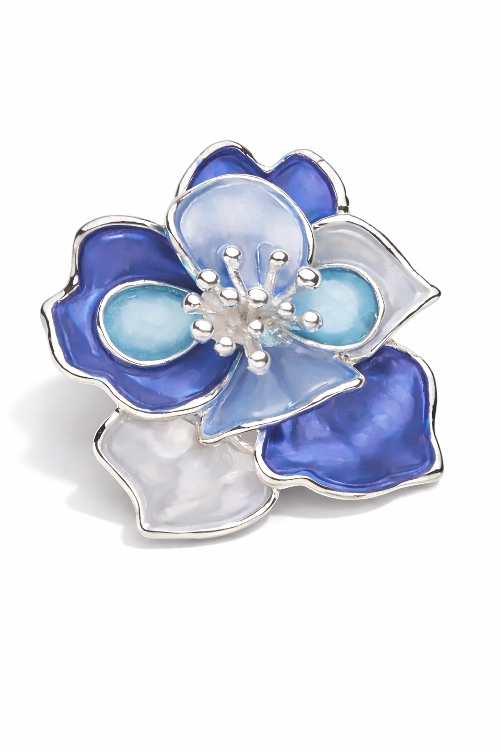 Brosche Blume Tropen Blau Fuchsia Anstecknadel Magnet Trend Sommer