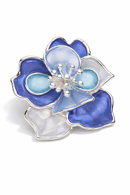 Brosche Blume Tropen Blau Fuchsia Anstecknadel Magnet Trend Sommer