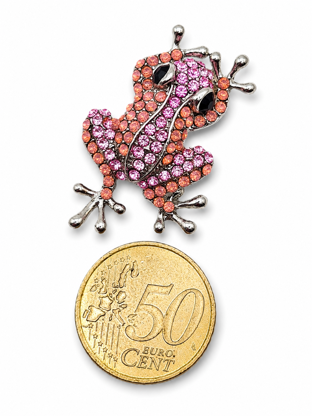 Brosche Frosch Märchen Königsfrosch Teich Blau Rosa