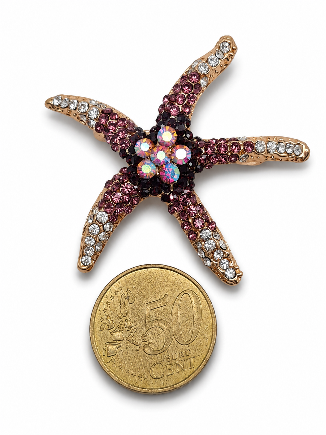 Brosche Ocean Treasures orange Seestern Rosa Blau Bunt Strand Urlaub