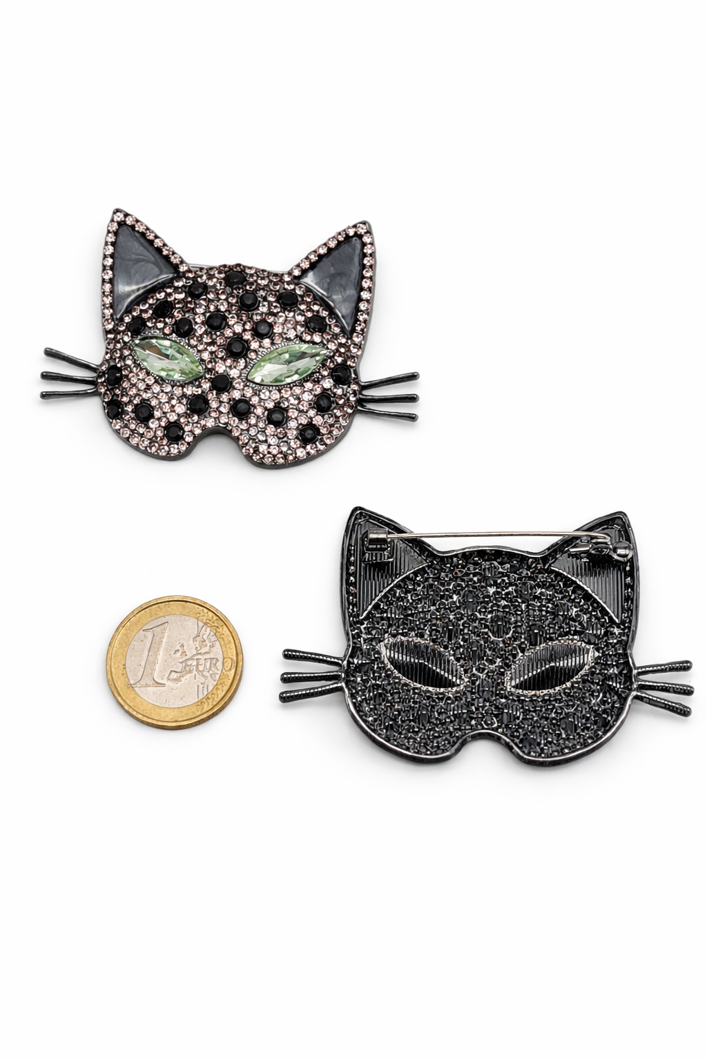 Brosche Katzen Katze Kitten Maske Blau Lilagrau Modeschmuck