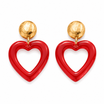 Biba Ohrringe Ohrhänger Herz Rot Orange Rosa liebe Freundschaft Valentin Romantisch