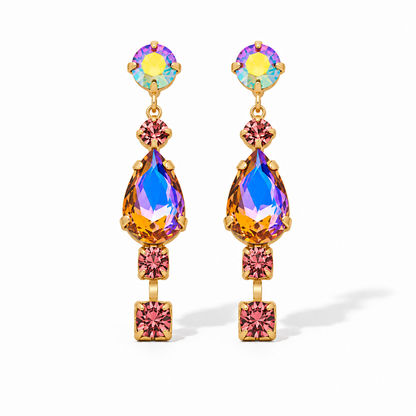 Biba Ohrringe Ohrhänger Strass Grau Rosa Weiß Gelb Gold Elegant Festlich Nickelfrei