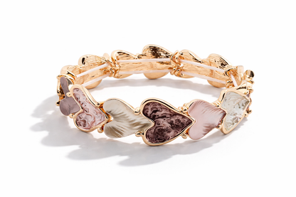 Armband elastisch herzen Liebe Kaffee Altrosa Romantik Nickelfrei Amorino
