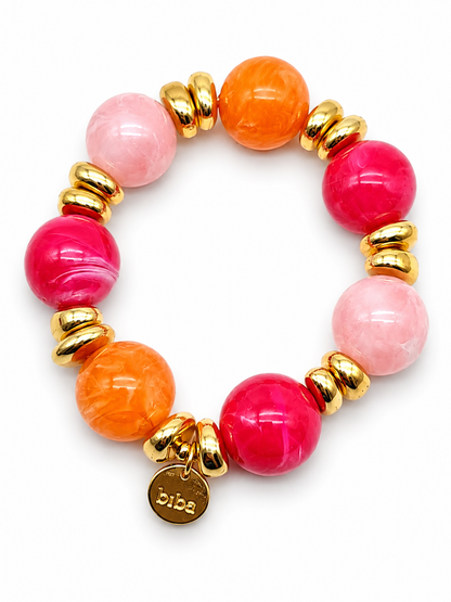 Armband Farben Treasures Space Beads elastisch Nickelfrei Biba Goldfarben