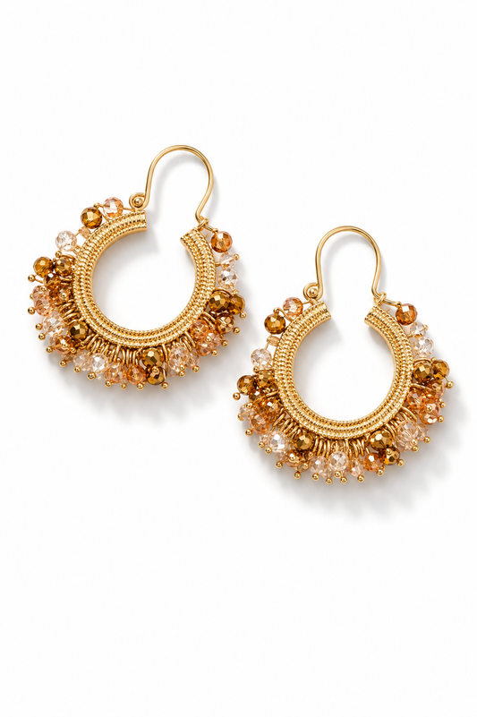 Biba Creolen orange braun Crystal Botho goldfarben nickelfrei Ibiza Stil