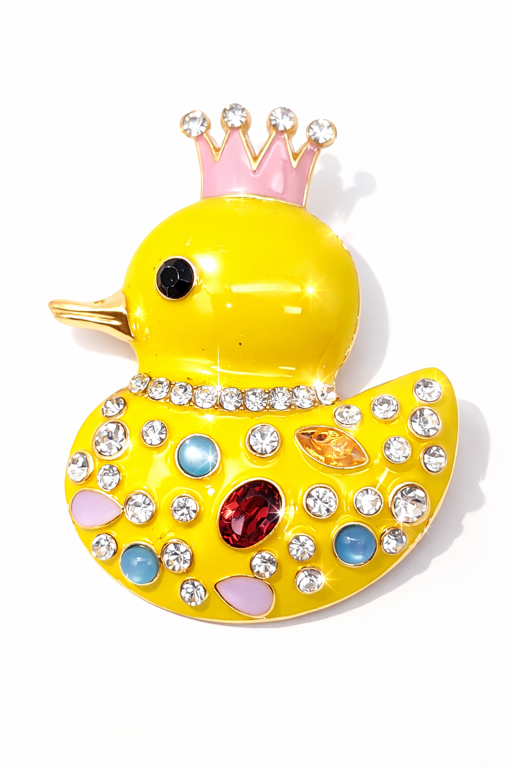 Brosche Königsente Pink Gelb Modeschmuck Vogel Ente Straß