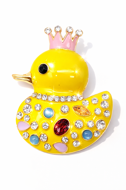 Brosche Königsente Pink Gelb Modeschmuck Vogel Ente Straß