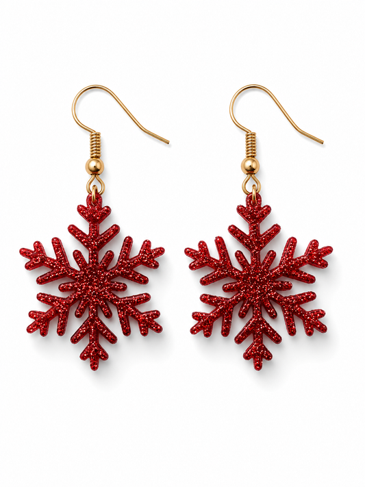 Ohrhänger Ohrringe Rote Schneeflocke Weihnachten Fest
