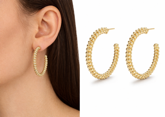 Ohrringe  Creolen Goldfarben kleine Kügelchen Nickelfrei Michelle Bijou