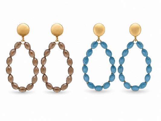 Ohrringe Ohrhänger Tropfenform Cat-eye Stones  Hellblau Rosa Nickelfrei Sweet7