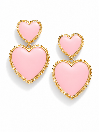 Ohrhänger Doppelherz Rosa Pink Rot Liebe nickelfrei Romantik Passion Ohrringe Yehwang