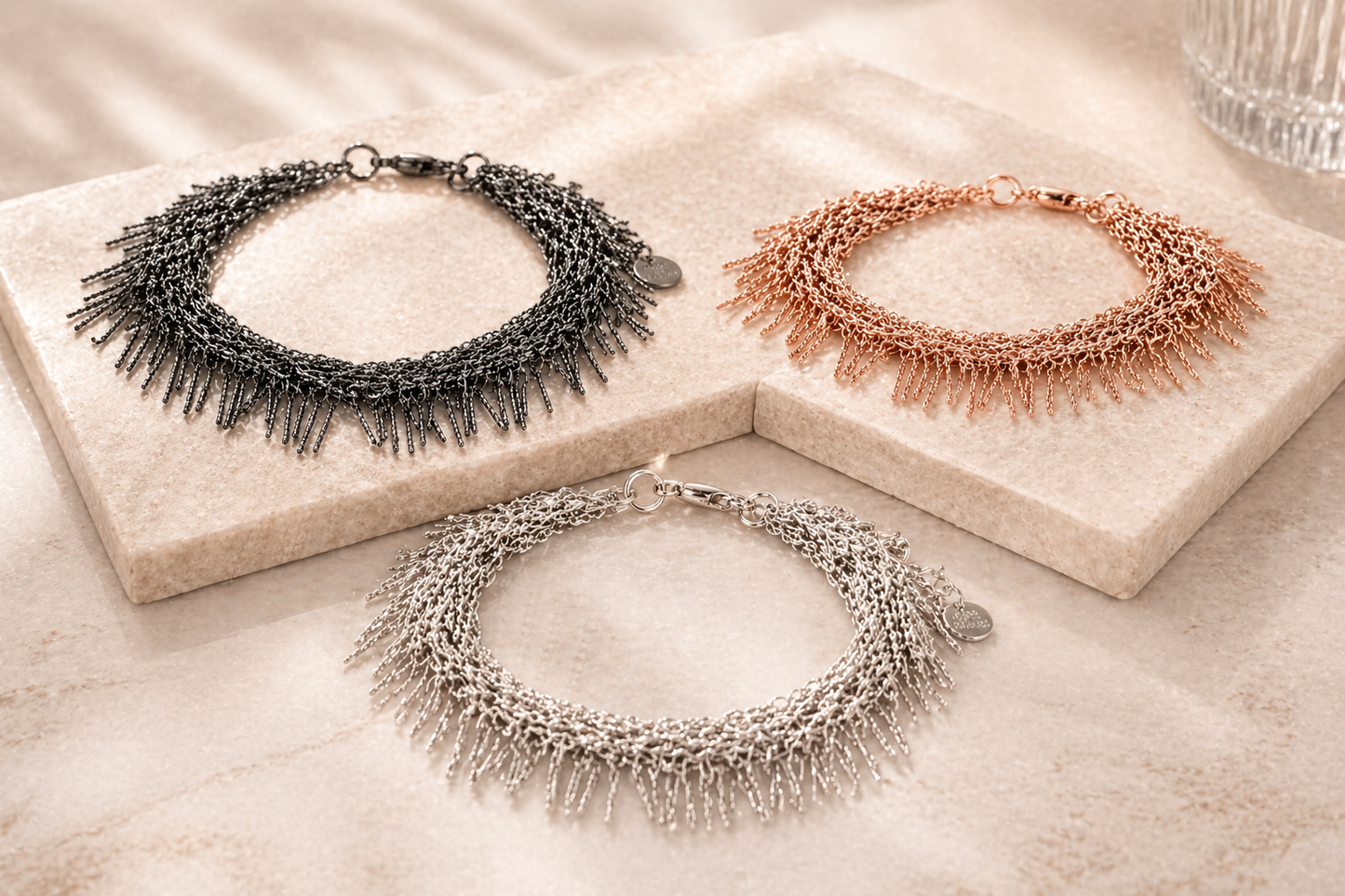 Armband "Spikes" Charleston Stil Rosé-gold, Gun Metal Silberfarben Nickelfrei Biba